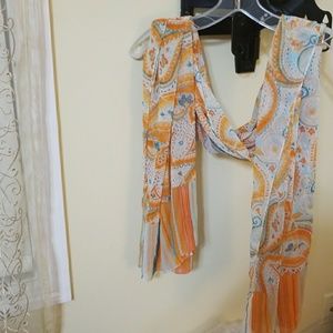 Scarf of Orange/Aqua blue